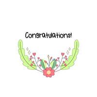 Congratulations frame, with flowers, plants and maple moth, butterfly insects. on white background vector