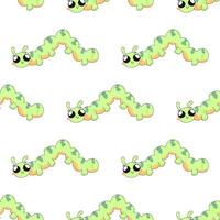 Seamless pattern, caterpillar, worm, cartoon, baby. on white background for fabric, wrapping paper vector