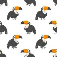 Seamless pattern with toucan bird , on white background, childish pattern, for fabric, wrapping paper, wallpaper vector