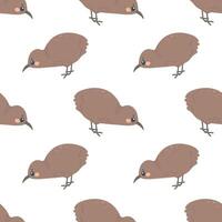 Seamless pattern with kiwi bird, on white background, children's pattern, for fabric, wrapping paper, wallpaper vector