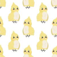 Seamless pattern with bird parrot yellow , on white background, children's pattern, for fabric, wrapping paper, wallpaper vector