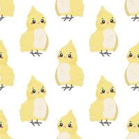 Seamless pattern with bird parrot yellow , on white background, children's pattern, for fabric, wrapping paper, wallpaper vector