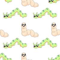 Seamless pattern, caterpillar, worm, cartoon, baby. on white background for fabric, wrapping paper vector