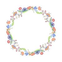 Congratulations frame, with flowers, plants and maple moth, butterfly insects. on white background vector