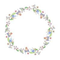 frame, with flowers and beetles, butterflies, summer spring for congratulations, announcements. on a white background vector