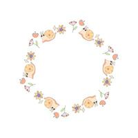 cute frame, with snail and flowers infant, summer spring for congratulations, announcements. on white background vector