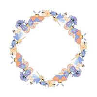 cute frame, with insects, spider, butterfly, moth, dragonfly, summer spring for congratulations, announcements. on a white background vector