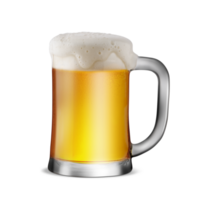 Beer Mug with frothy foam, PNG transparency with shadow