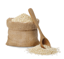 branco sementes do Quinoa semente em mesa, saudável Comida hábitos e conceito do equilibrado dieta, png transparência com sombra