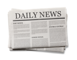 Business Newspaper isolated, Daily Newspaper mock-up concept, PNG transparency with shadow