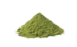 matcha groen thee poeder stapel Aan de bureau, biologisch Product van de natuur voor gezond met traditioneel stijl, PNG transparantie