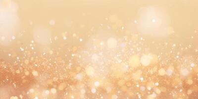 AI generated Luxury festive gold glitter bokeh sparkle background. glamorous shimmering out of focus wallpaper backdrop with copy space photo