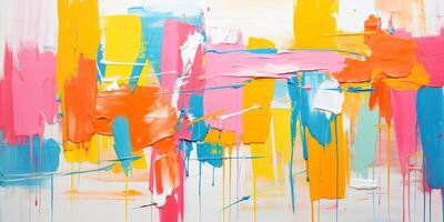AI generated Abstract vibrant color paint brush strokes art background. Thick texture, dynamic, expressive, artistic, painterly pattern texture wallpaper backdrop photo