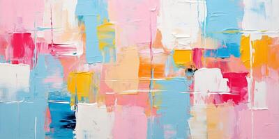 AI generated Abstract vibrant thick brush strokes muted color palette background texture pattern wallpaper. Highly textured, bright, colorful art photo