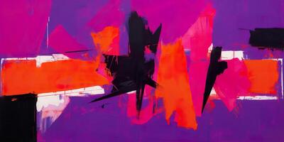 AI generated Abstract colorful vibrant paint brush strokes art background. Broad brushes, use of palette knife, dynamic, expressive, artistic, painterly pattern texture wallpaper backdrop photo