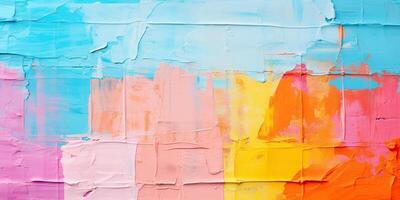 AI generated Abstract vibrant thick brush strokes vivid color palette background texture pattern wallpaper. Highly textured, bright, colorful art photo