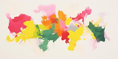 AI generated Abstract colorful vibrant paint brush strokes art background. Broad brushes, use of palette knife, dynamic, expressive, artistic, painterly pattern texture wallpaper backdrop photo