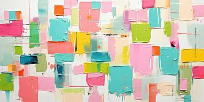 AI generated Abstract vibrant thick brush strokes muted color palette background texture pattern wallpaper. Highly textured, bright, colorful art photo