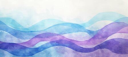 AI generated Abstract blue, purple, pink, and violet watercolor swirls and waves background wallpaper. Expressive artistic texture pattern isolated on white backdrop photo