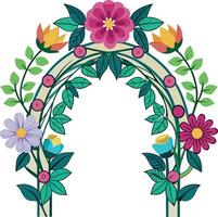 Beautiful wedding arch with flowers leaves and branches Decor for marriage ceremony Birthday party vector