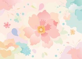 Beautiful floral background with flowers and leaves in pastel colors. vector