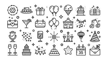 Set of 50 Celebration line icons set. Celebration outline icons with editable stroke collection vector