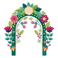 Beautiful wedding arch with flowers leaves and branches Decor for marriage ceremony Birthday party vector