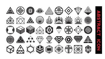 Set of vector geometrical icons in mono line style. Geometrical symbols for your design