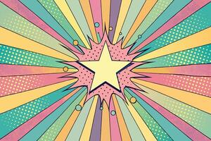 Pop art retro comic book explosion background with rays and dots. Vector illustration