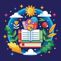 World book day concept. Vector illustration in flat style. World book day