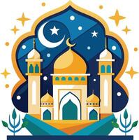 Vector illustration of Mosque in flat design style. Design element for banner, poster, card, flyer.