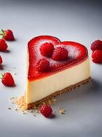 AI generated heartshaped raspberry vanilla cheesecake photo