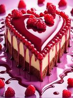 AI generated heartshaped raspberry vanilla cheesecake photo