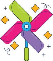 Toy pinwheel icon. Colorful windmill vector