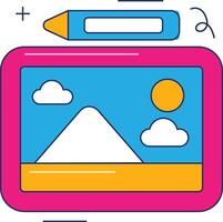 Kids toy tablet icon. Artist device for children vector icon