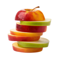 AI generated Apples slice stack isolated on white background, Healthy organic fruit natural ingredients concept, AI generated, PNG transparent