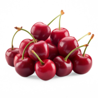 AI generated Cherries pile on the floor, Healthy organic berry natural ingredients concept, AI generated, PNG transparent with shadow