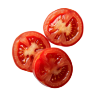 AI generated Tomatoes slice isolated on white background, healthy and organic food, AI generated, PNG transparent with shadow