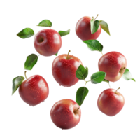 ai generato mele galleggiante isolato su bianca sfondo, salutare biologico frutta naturale ingredienti concetto, ai generato, png trasparente