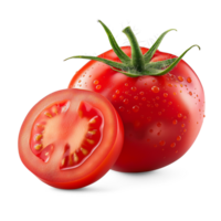 AI generated Fresh tomato with Tomato slice isolated, healthy and organic food, AI generated, PNG transparent with shadow