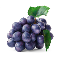 AI generated Bunch of ripe grapes isolated on white background, Healthy organic juicy fruit and fresh natural ingredients, AI generated, PNG transparent with shadow