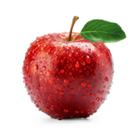 AI generated Red apple isolated on white background with water drops, Healthy organic fruit natural ingredients concept, AI generated, PNG transparent with shadow