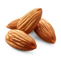 AI generated Almonds healthy snack isolated on a white background, showcasing their natural organic and raw quality, AI generated, PNG transparent with shadow