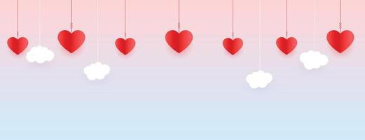 valentines day banner in paper style design vector