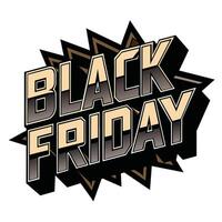 Black Friday label on white background, vector illustratio