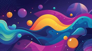 Colorful abstract background with waves and drops. Vector Illustration.