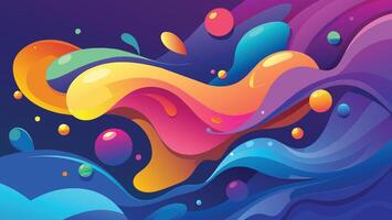 Colorful abstract background with waves and drops. Vector Illustration.