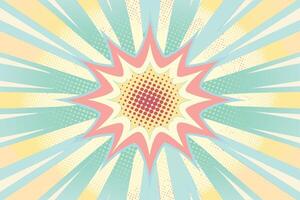 Pop art colorful comics book magazine cover. Halftone retro pattern with rays and dots. vector