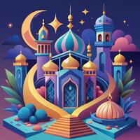 vector ilustración de Ramadán kareem antecedentes con mezquita