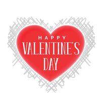 happy vanetines day heart with scribble pattern vector